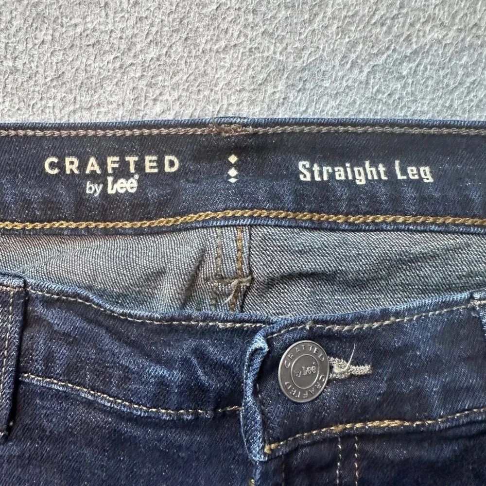 Lee Jeans Mens 38x30 Blue Crafted by Lee Straight Leg Stretch Dark Wash Denim